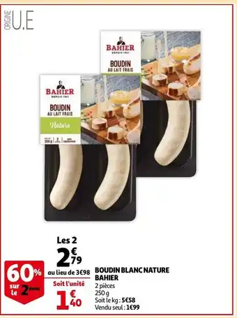 Auchan Boudin Blanc Nature Bahier 250g aanbieding