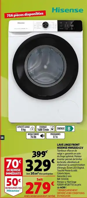 Auchan Lave Linge Front Hesense Hanger141V aanbieding