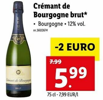 Lidl Crémant de bourgogne brut aanbieding