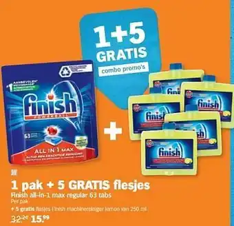 Albert Heijn Finish all-in-1 max regular 63 tabs aanbieding