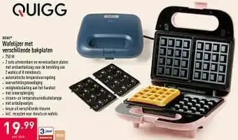 ALDI Quigg wafelijzer met verschillende bakplaten aanbieding