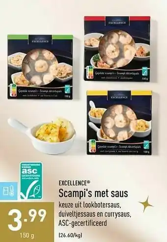 ALDI Scampi`s met saus aanbieding