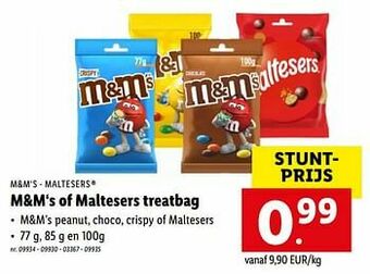 Lidl M+m‘s of maltesers treatbag aanbieding