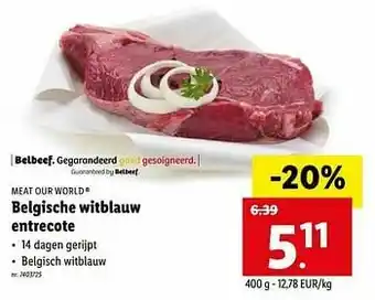 Lidl Belgische witblauw entrecote aanbieding