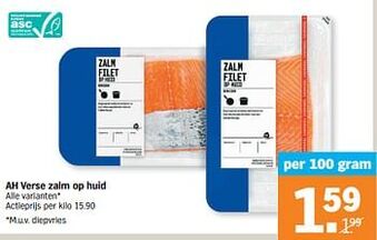 Albert Heijn Ah verse zalm op huid aanbieding
