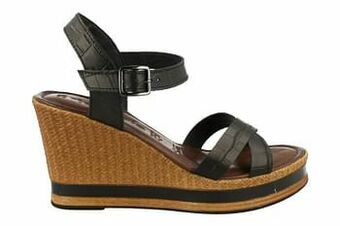 Berca Shoes Tamaris Sandaal Dames Trend Wedge Binnenzool Touch It - Zwart aanbieding