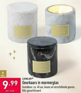 ALDI Geurkaars in marmerglas aanbieding