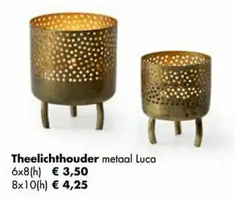 Theelichthouder metaal luca