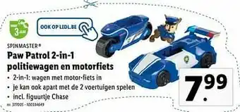 Lidl Paw patrol 2-in-1 politiewagen en motorfiets aanbieding