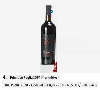 Lidl Primitivo puglia igp aanbieding