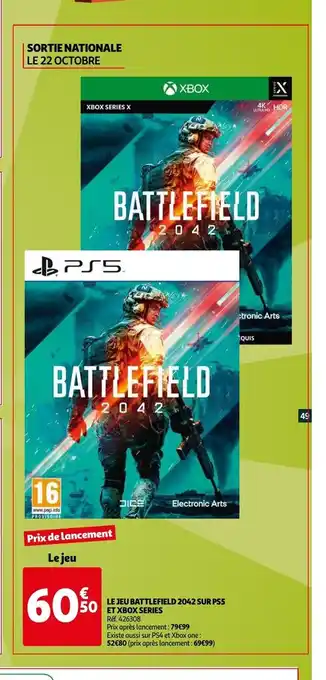 Auchan Le Jeu Battlefield 2042 Sur PS5 Et Xbox Series aanbieding