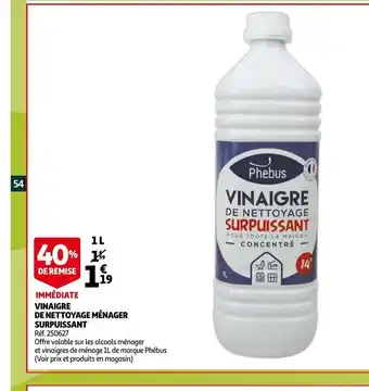 Auchan Immediate Vinaigre De Nettoyage Menager Surpuissant aanbieding