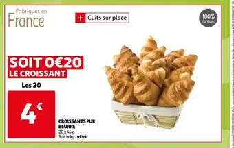 Auchan Croissants Pur Beurre 20 x 45g aanbieding