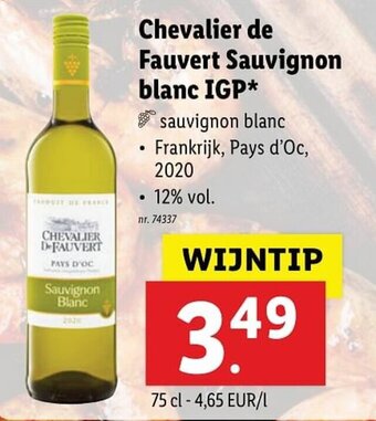 Lidl Chevalier de Fauvert Sauvignon blanc IGP aanbieding