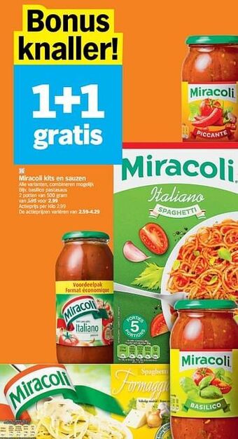 Albert Heijn Miracoli kits en sauzen 500gram aanbieding