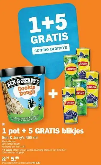 Albert Heijn Ben + jerry`s cookie dough 465ml aanbieding