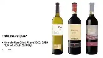 Lidl Italiaanse wijnen corte alle mura chianti riserva docg 75cl aanbieding