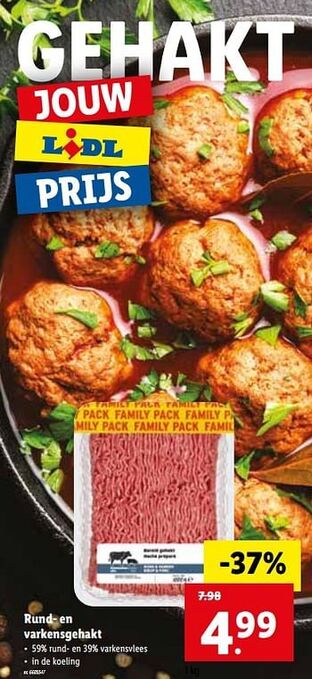 Lidl Rund- en varkensgehakt aanbieding