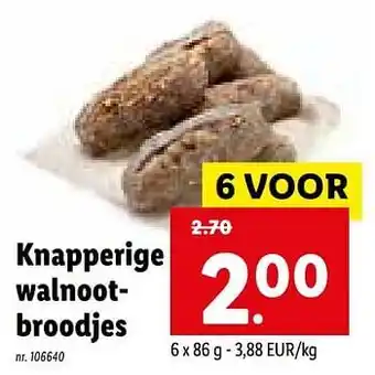 Lidl Knapperige walnootbroodjes 86g aanbieding