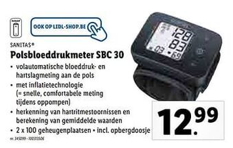Lidl Sanitas polsbloeddrukmeter sbc 30 aanbieding