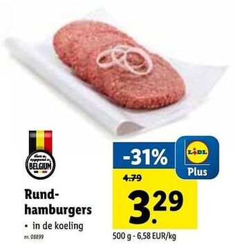 Lidl Rundhamburgers 500g aanbieding