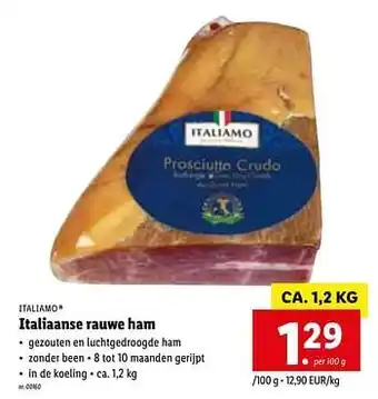 Lidl Italiaanse rauwe ham 1,2kg aanbieding