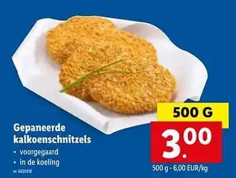 Lidl Gepaneerde kalkoenschnitzels 500g aanbieding