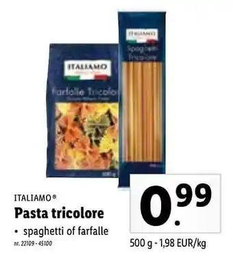 Lidl Pasta tricolore 500g aanbieding