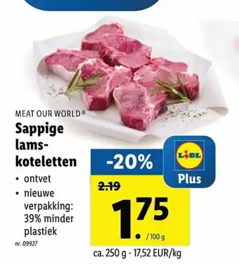 Lidl Meat Our World Sappige lamskoteletten 250g aanbieding