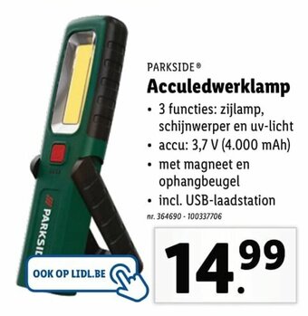 Lidl Parkside Acculedwerklamp aanbieding