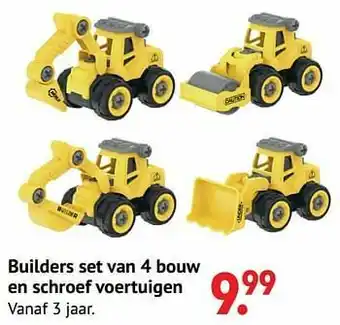 Builders set van 4 bouw en schroef voertuigen
