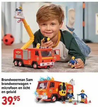 Brandweerman sam brandweerwagen + microfoon en licht en geluid