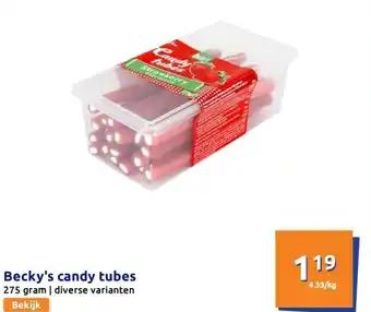 Action Becky's candy tubes aanbieding