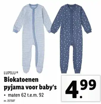Lidl lupilu Biokatoenen pyjama voor baby's 62-92 aanbieding