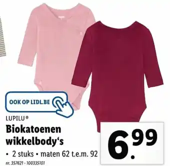 Lidl lupilu Biokatoenen wikkelbody's 62-92 2st aanbieding