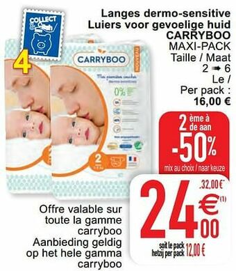 Cora Langes dermo-sensitive luiers voor gevoelige huid carryboo maxi-pack aanbieding