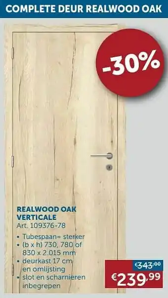 Zelfbouwmarkt Complete deur realwood oak verticale aanbieding