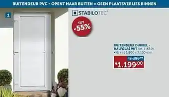Zelfbouwmarkt Buitendeur pvc dubbel - halfglas wit aanbieding