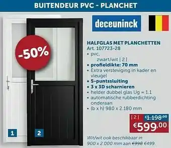 Zelfbouwmarkt Buitendeur pvc - halfglas met planchetten halfglas met planchetten aanbieding