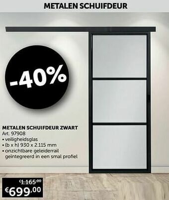Zelfbouwmarkt Metalen schuifdeur zwart aanbieding