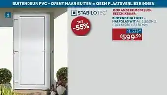 Zelfbouwmarkt Buitendeur pvc halfglas wit aanbieding