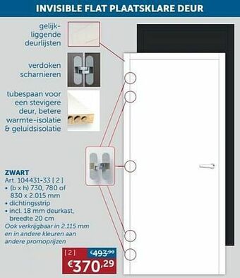 Zelfbouwmarkt Invisible flat plaatsklare deur zwart aanbieding