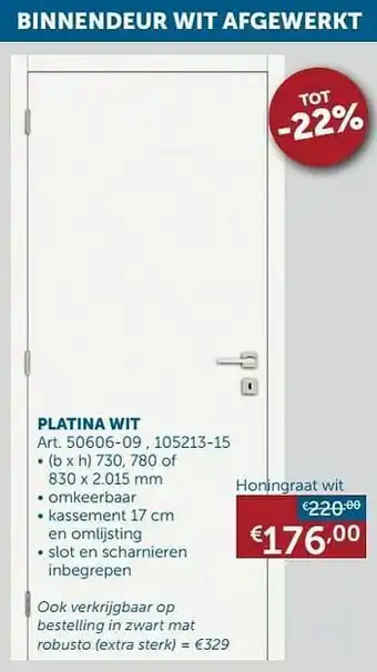 Binnendeur wit afgewerkt platina wit