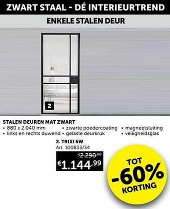 Zelfbouwmarkt Stalen deuren mat zwart trixi 5w aanbieding
