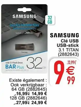 Cora Samsung clé usb usb-stick 3.1 titan aanbieding