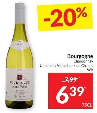 Intermarché Bourgogne chardonnay union des viticulteurs de chablis wit 75cl aanbieding