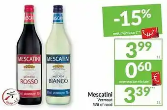 Intermarché Mescatini vermout wit of rood aanbieding