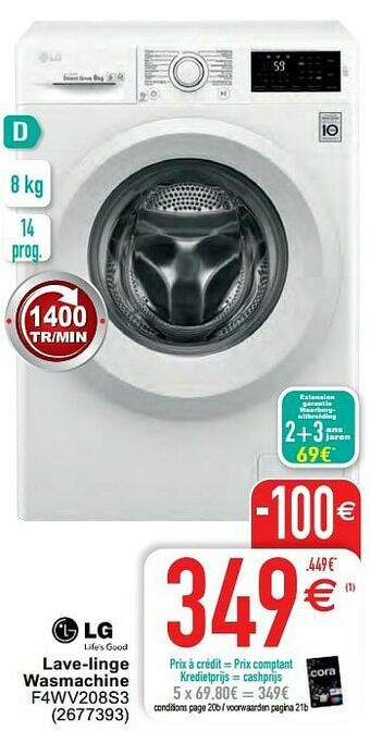 Cora Lg lave-linge wasmachine f4wv208s3 aanbieding