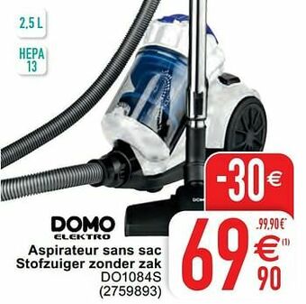 Cora Domo elektro aspirateur sans sac stofzuiger zonder zak do1084s aanbieding
