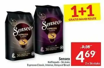 Intermarché Senseo koffiepads espresso classic intense kenya of brazil aanbieding